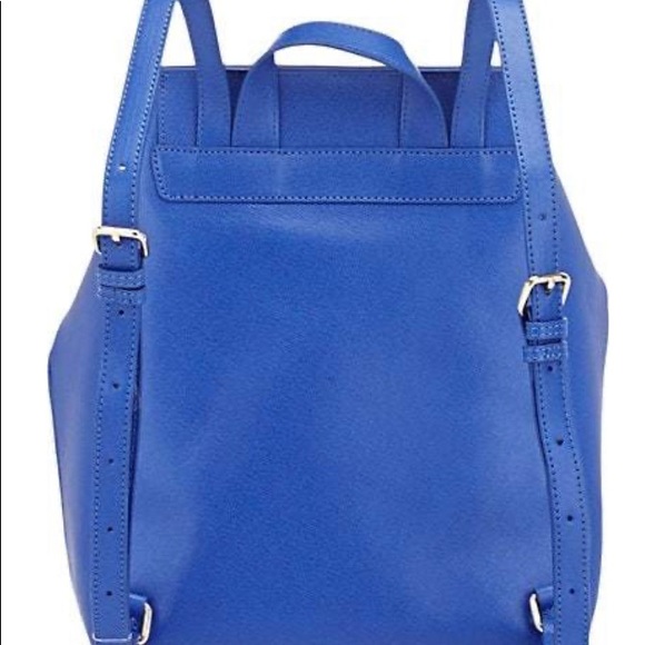 SOLD - Barneys New York Blue Leather Backpack - Picture 3 of 4